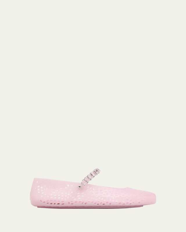 The Jelly Glitter Crystal-Strap Ballerina Flats